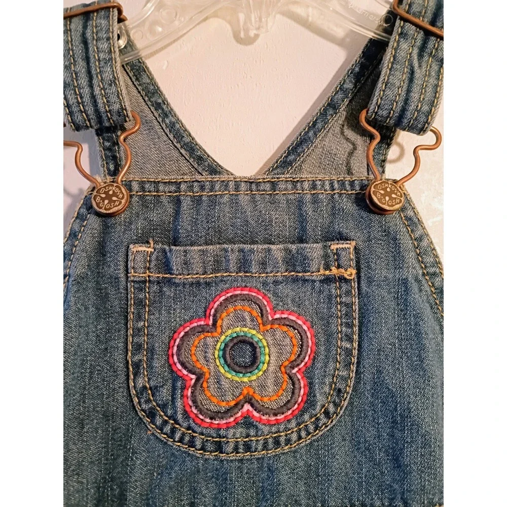 OshKosh Bgosh Denim Overalls Flower Applique Kids 18 Months‎